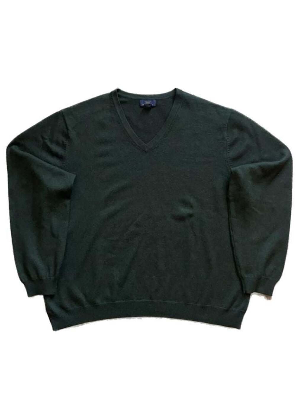 Brooks Brothers 346 Merino Wool Blend V-Neck Sweater Dark Green XL